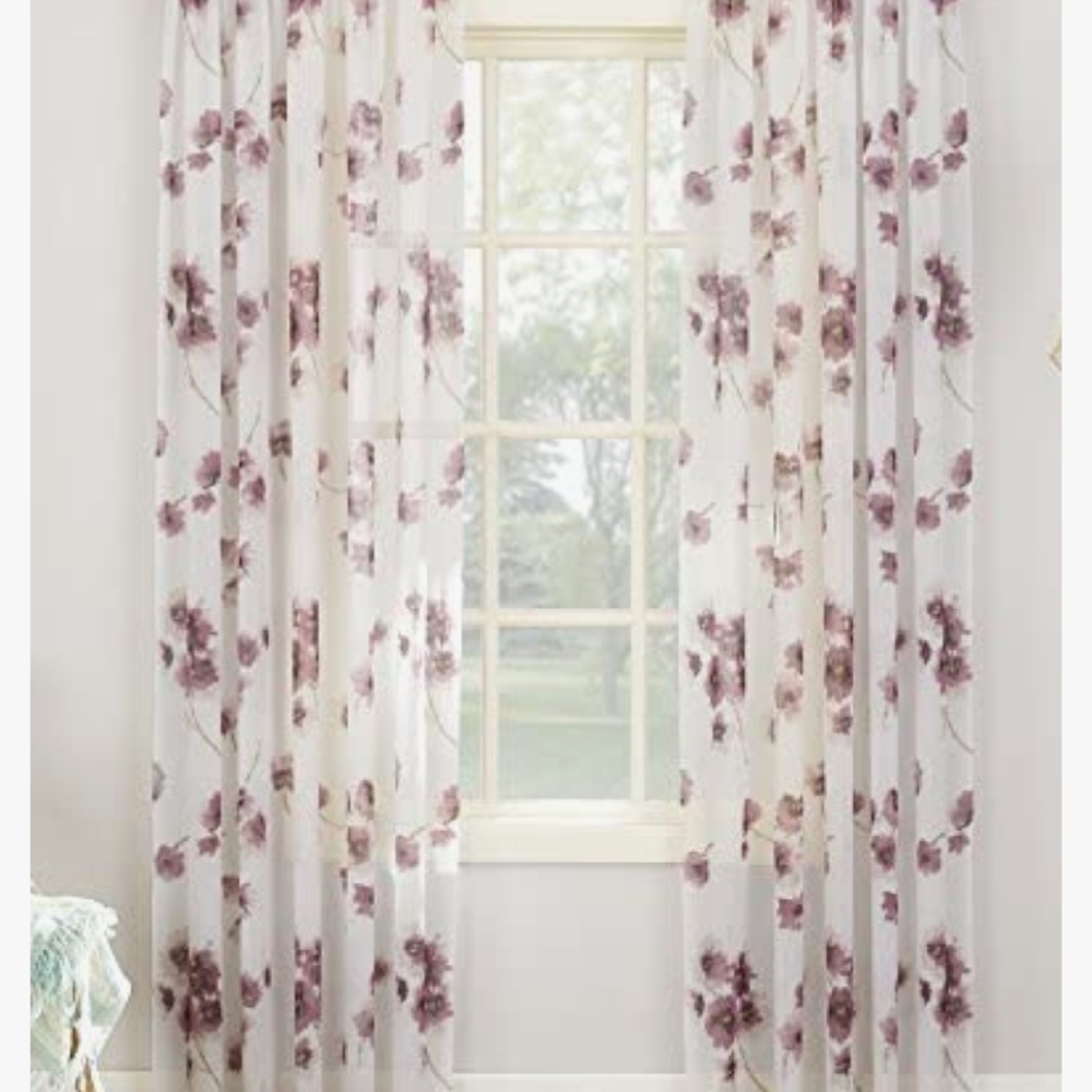 Floral print sheer curtain one panel!